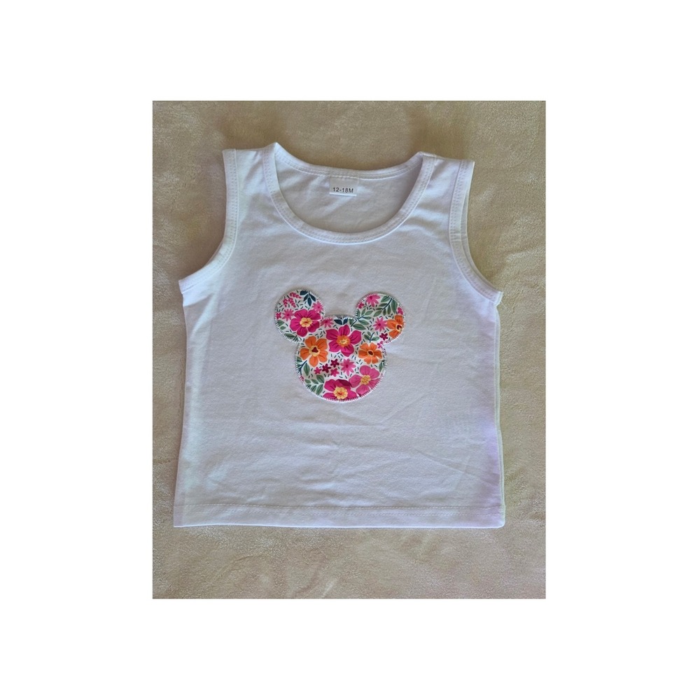 Disneycore Mickey Mouse Floral‎ Appliqué Tank Top Baby 12–18M